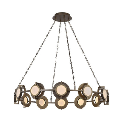 Avenue Mayfair 12-Light 43.5"W Round Chandelier, Brass/Alabaster - AEHF7012-AB