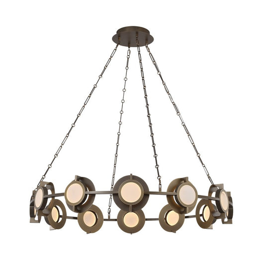 Avenue Mayfair 12-Light 43.5"W Round Chandelier, Brass/Alabaster - AEHF7012-AB