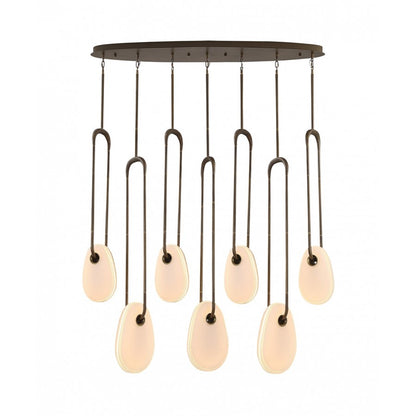 Avenue Palmea 7-Lt 50"W Oval Shape Alabaster LED Pendant, BRS - AEHF7107-AB-WHT