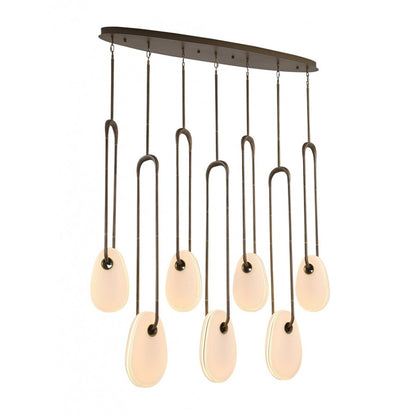 Avenue Palmea 7-Lt 50"W Oval Shape Alabaster LED Pendant, Brass
