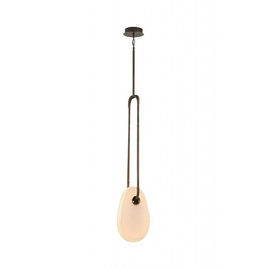 Avenue Palmea 13.5"H Oval Shape Alabaster LED Pendant, Brass - AEHF7122-AB-WHT