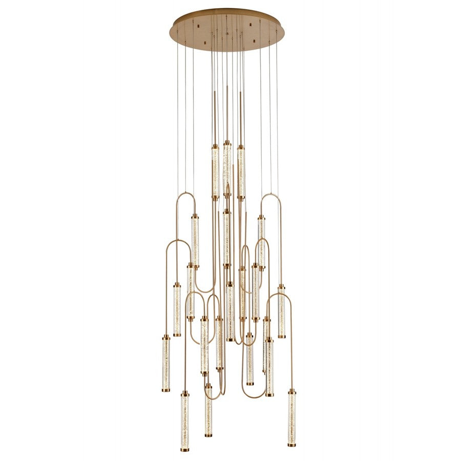 Avenue Belvedere 21-Light 36"W LED Pendant, Antiqued Brass/Clear - AEHF7189-AB