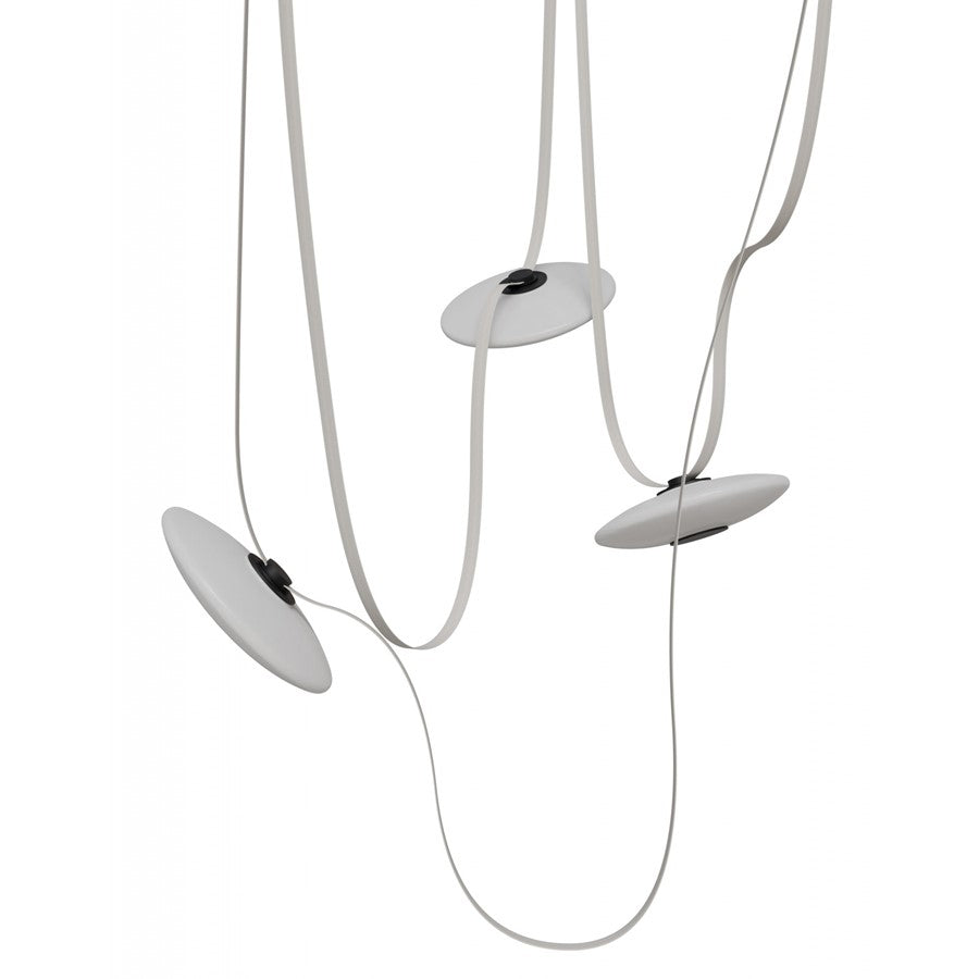 Avenue Fremont Belt 3-Light 275"L Pendant, Ivory/White Disc
