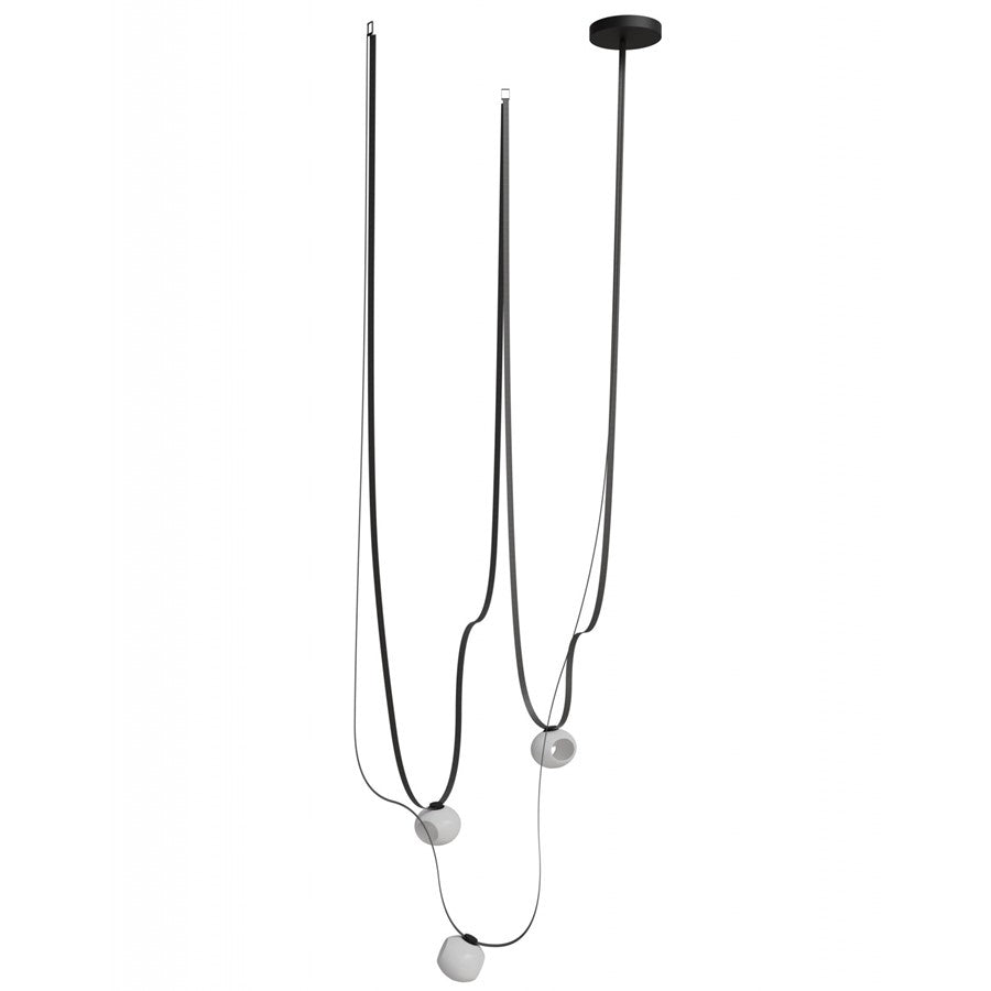 Avenue Fremont Belt 3-Lt 275"L Pendant, BK/WH Open Globes - AEHF7203-G301-BLK