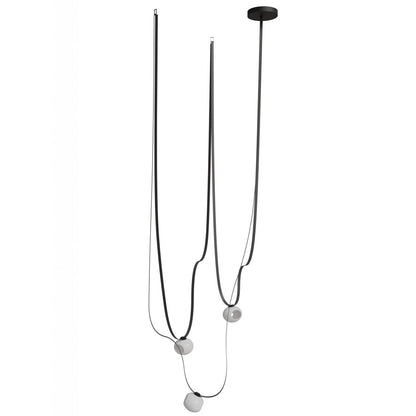 Avenue Fremont Belt 3-Lt 275"L Pendant, BK/WH Open Globes - AEHF7203-G301-BLK