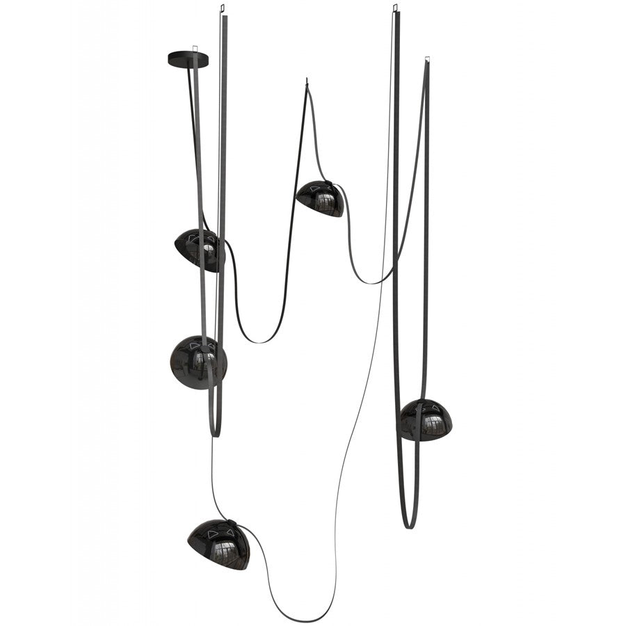 Avenue Fremont ​Belt 5-Lt 551"L Pendant, Black/Smoked Bowls - AEHF7205-G102-BLK