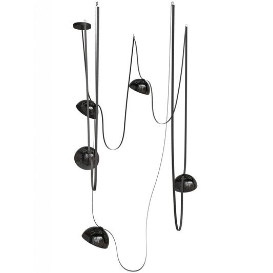 Avenue Fremont Belt 5-Lt 551"L Pendant, Black/Smoked Bowls - AEHF7205-G102-BLK