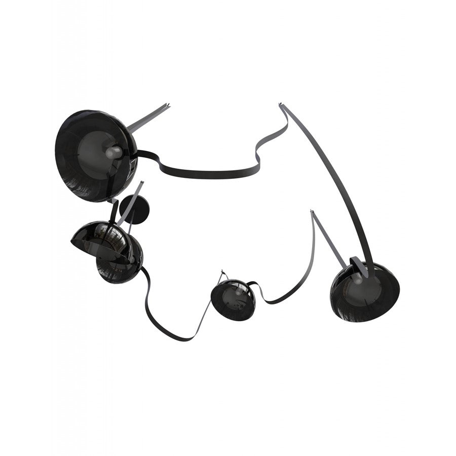Avenue Fremont Belt 5-Lt 551"L Pendant, Black/Smoked Bowls