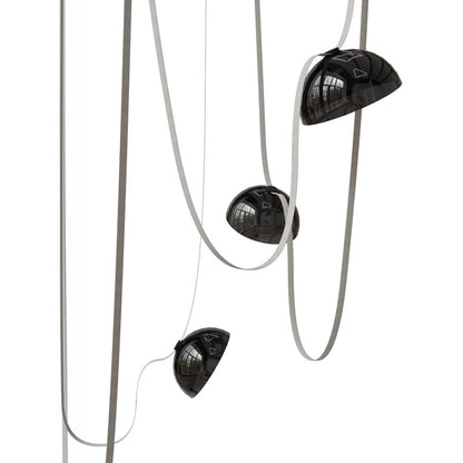 Avenue Fremont Belt 5-Lt 551"L Pendant, Ivory/Smoked Bowls