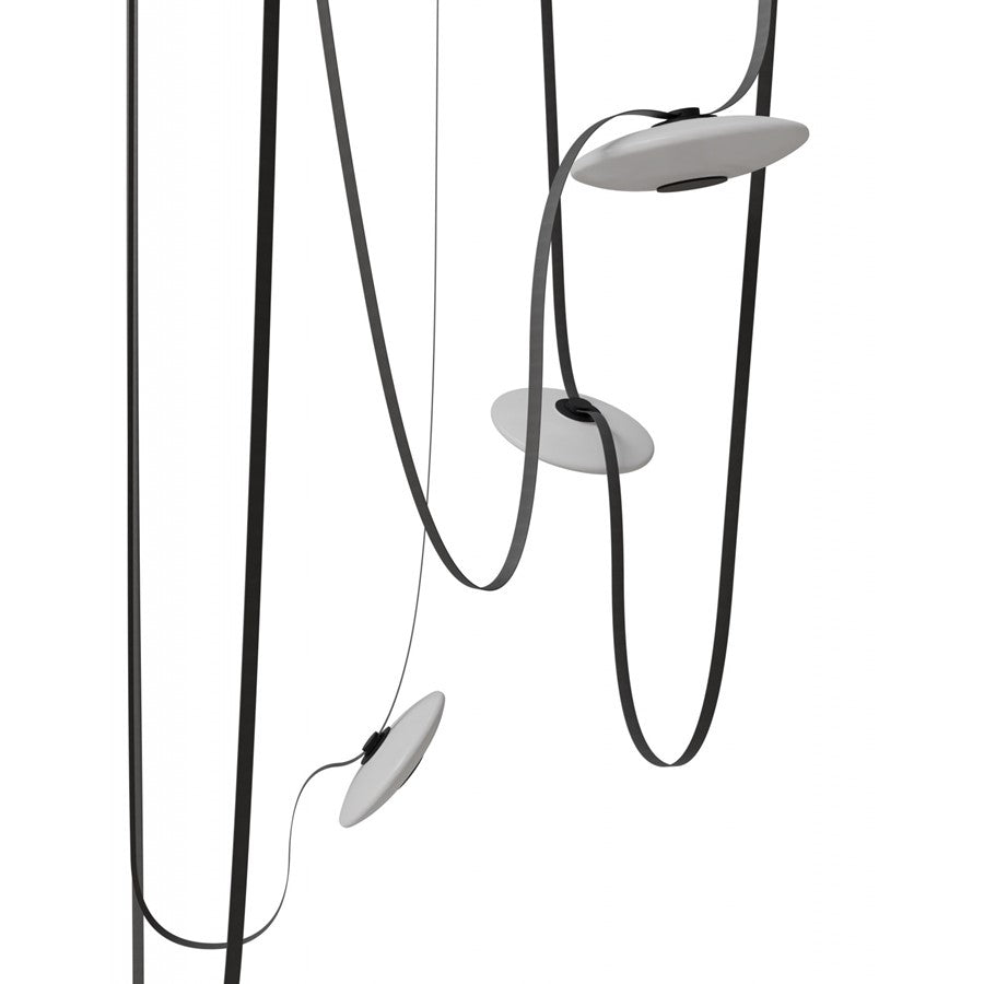 Avenue Fremont Belt 5-Light 551"L Pendant, Black/White Disc