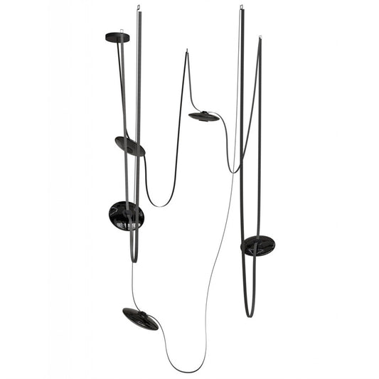 Avenue Fremont Belt 5-Lt 551"L Pendant, Black/Smoked Disc - AEHF7205-G202-BLK