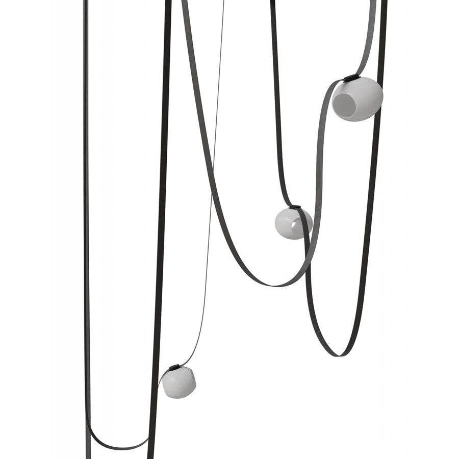 Avenue Fremont Belt 5-Lt 551"L Pendant, BK/WH Open Globes - AEHF7205-G301-BLK