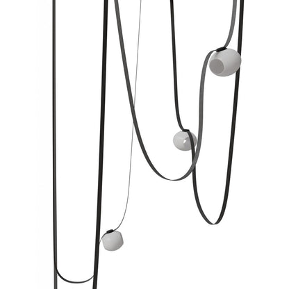 Avenue Fremont Belt 5-Lt 551"L Pendant, BK/WH Open Globes - AEHF7205-G301-BLK