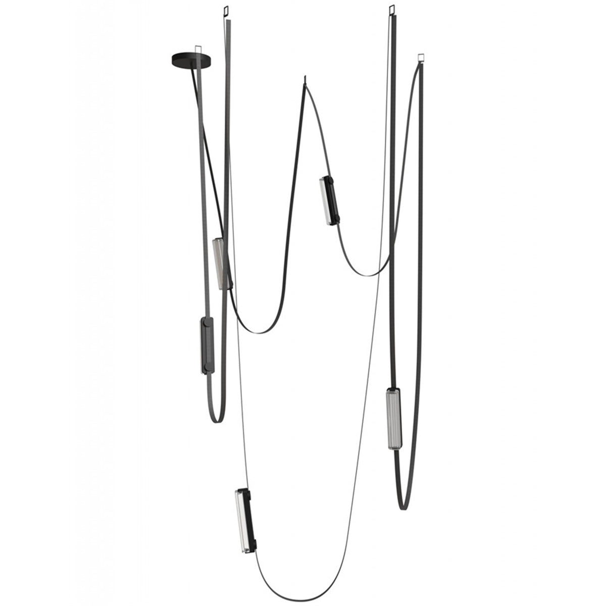 Avenue Fremont Belt 5-Lt 551"L Pendant, Black/Ribbed Bars - AEHF7205-G400-BLK