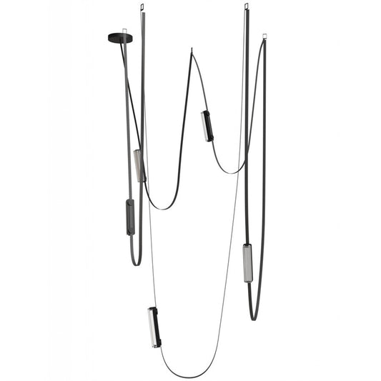 Avenue Fremont Belt 5-Lt 551"L Pendant, Black/Ribbed Bars - AEHF7205-G400-BLK