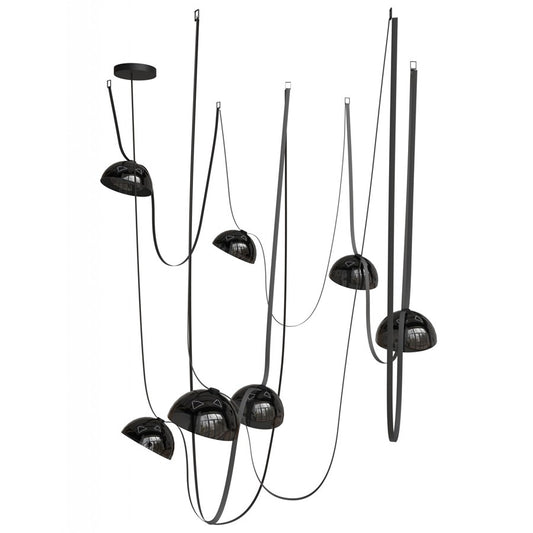 Avenue Fremont Belt 7-Lt 826"L Pendant, Black/Smoked Bowls - AEHF7207-G102-BLK