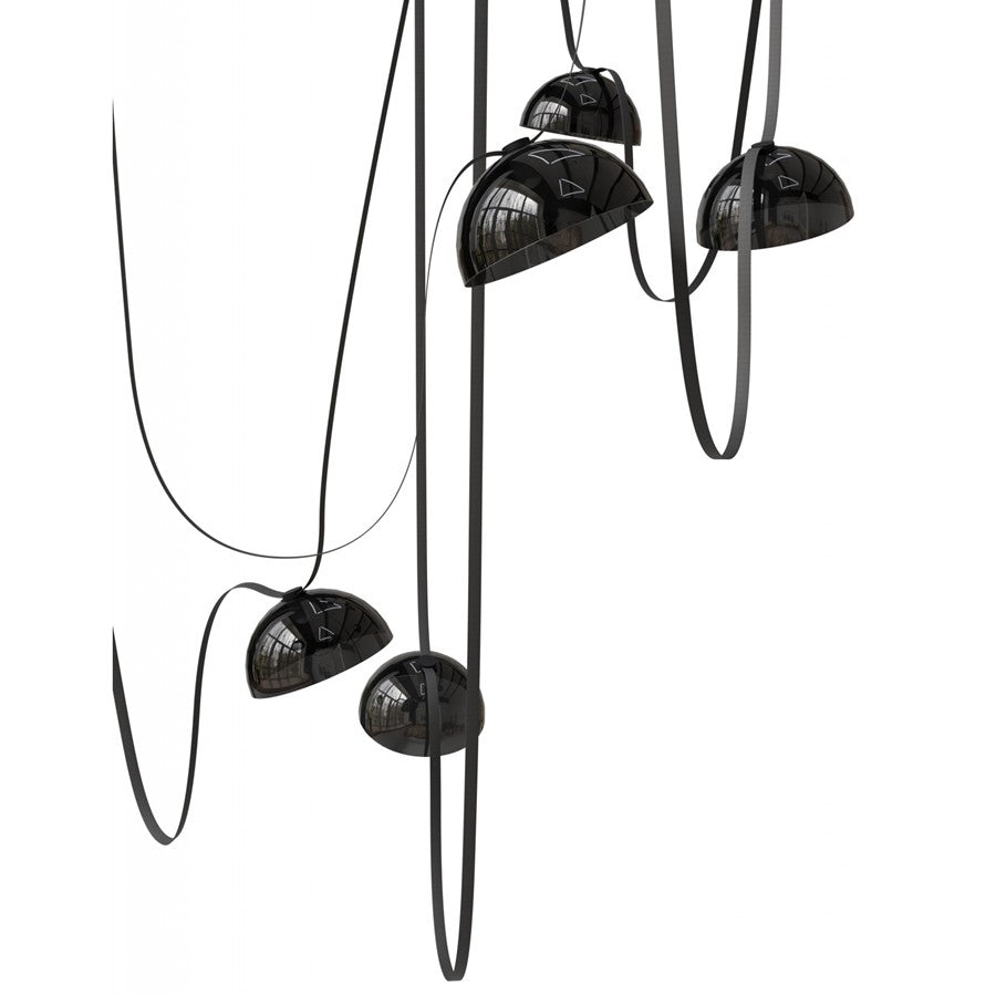 Avenue Fremont Belt 7-Lt 826"L Pendant, Black/Smoked Bowls