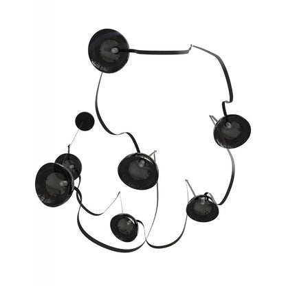 Avenue Fremont Belt 7-Lt 826"L Pendant, Black/Smoked Bowls