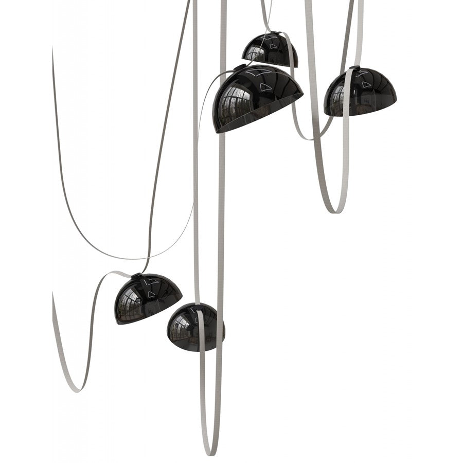 Avenue Fremont Belt 7-Lt 826"L Pendant, Ivory/Smoked Bowls
