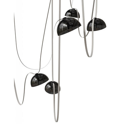 Avenue Fremont Belt 7-Lt 826"L Pendant, Ivory/Smoked Bowls