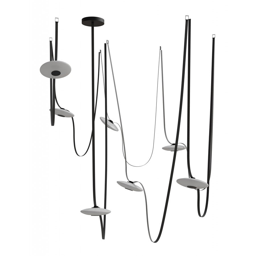 Avenue Fremont Belt 7-Light 826"L Pendant, Black/White Disc - AEHF7207-G201-BLK
