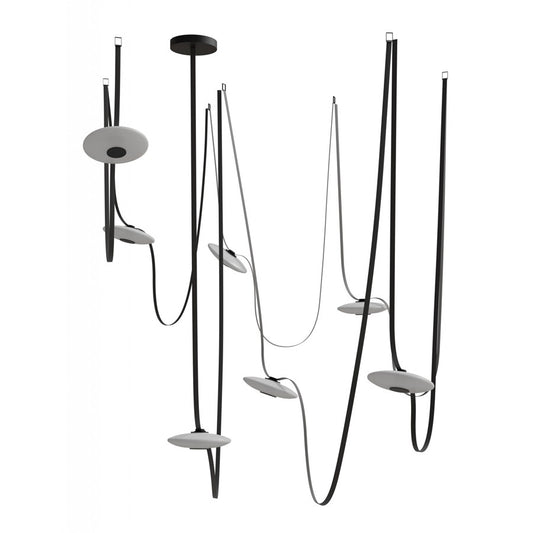 Avenue Fremont Belt 7-Light 826"L Pendant, Black/White Disc - AEHF7207-G201-BLK