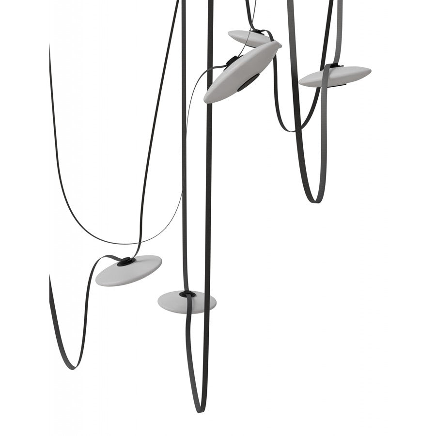 Avenue Fremont Belt 7-Light 826"L Pendant, Black/White Disc - AEHF7207-G201-BLK