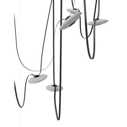 Avenue Fremont Belt 7-Light 826"L Pendant, Black/White Disc - AEHF7207-G201-BLK