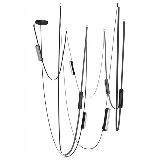 Avenue Fremont Belt 7-Lt 826"L Pendant, Black/Ribbed Bars - AEHF7207-G400-BLK