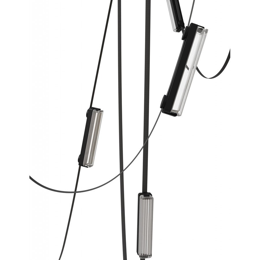 Avenue Fremont Belt 7-Lt 826"L Pendant, Black/Ribbed Bars