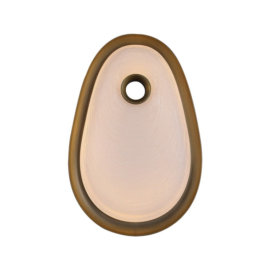 Avenue Palmea 15.5"H Oval Shape LED Wall Sconce, Brass/White - AEHF7222W-AB-WHT