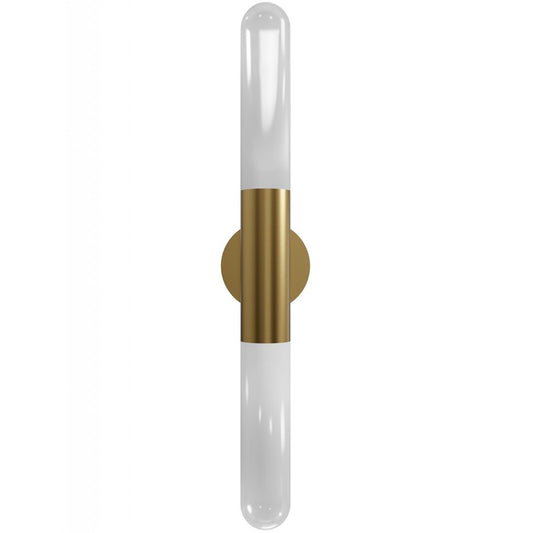 Avenue Lighting Tribeca 2 Light 33" Wall Sconce, Aged Brass/White