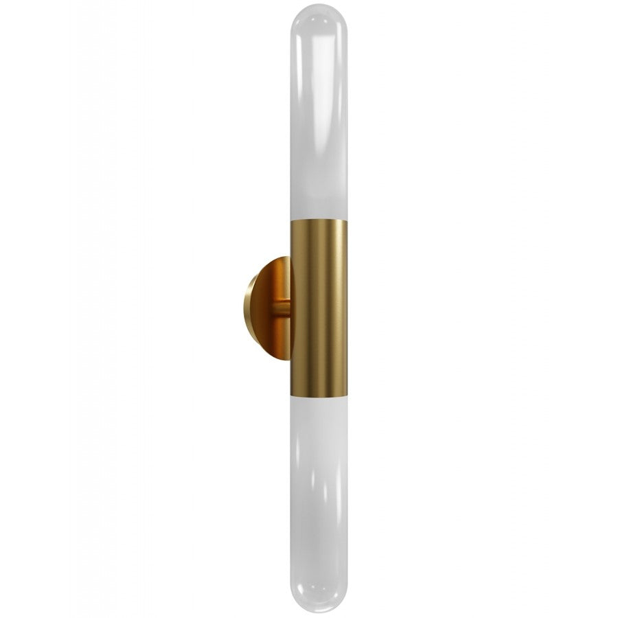 Avenue Lighting Tribeca 2 Light 33" Wall Sconce, Aged Brass/White
