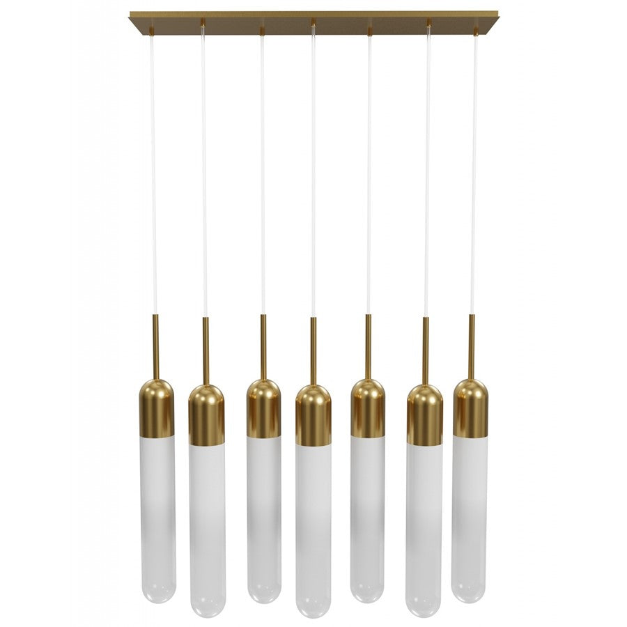 Avenue Lighting Tribeca 7Lt 10" Pendant/Multi Port , Brass/White