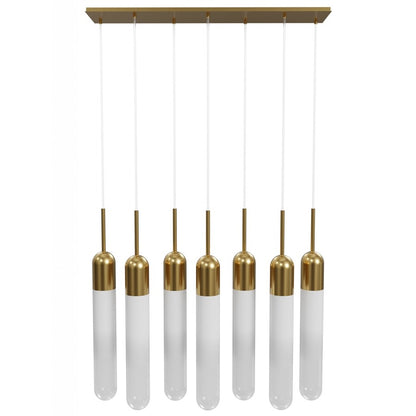 Avenue Lighting Tribeca 7Lt 10" Pendant/Multi Port , Brass/White