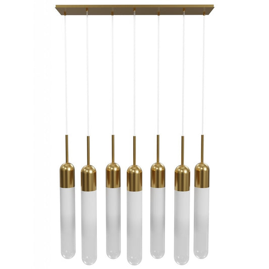 Avenue Lighting Tribeca 7Lt 10" Pendant/Multi Port , Brass/White