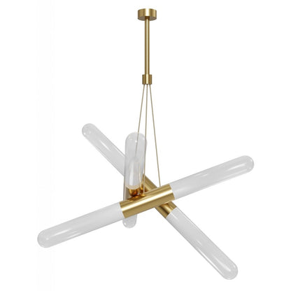 Avenue Lighting Tribeca 6 Light 22" Pendant, Aged Brass/White