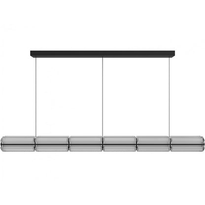 Avenue Fremont 78"W Linear LED Pendant, Black/Clear Ribbed Glass - AEHF7886-BK