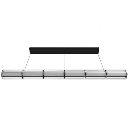 Avenue Fremont 78"W Linear LED Pendant, Black/Clear Ribbed Glass
