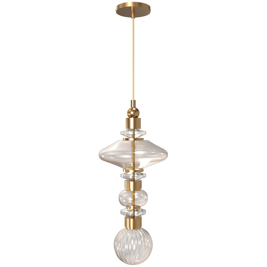 Avenue Lighting Avra LED 20" Pendant, Aged Brass/Top Stacked Glass