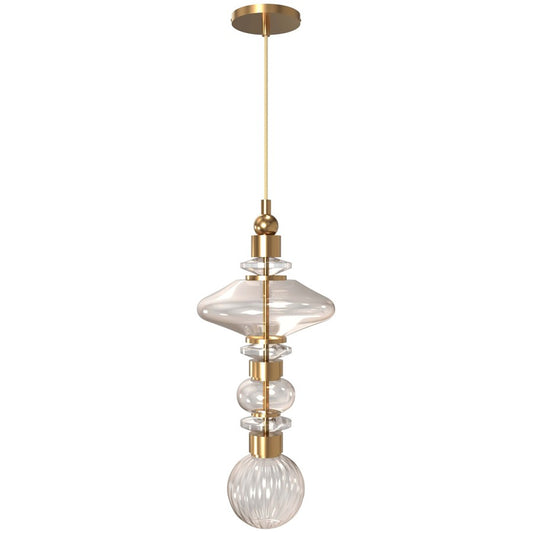 Avenue Lighting Avra LED 20" Pendant, Aged Brass/Top Stacked Glass
