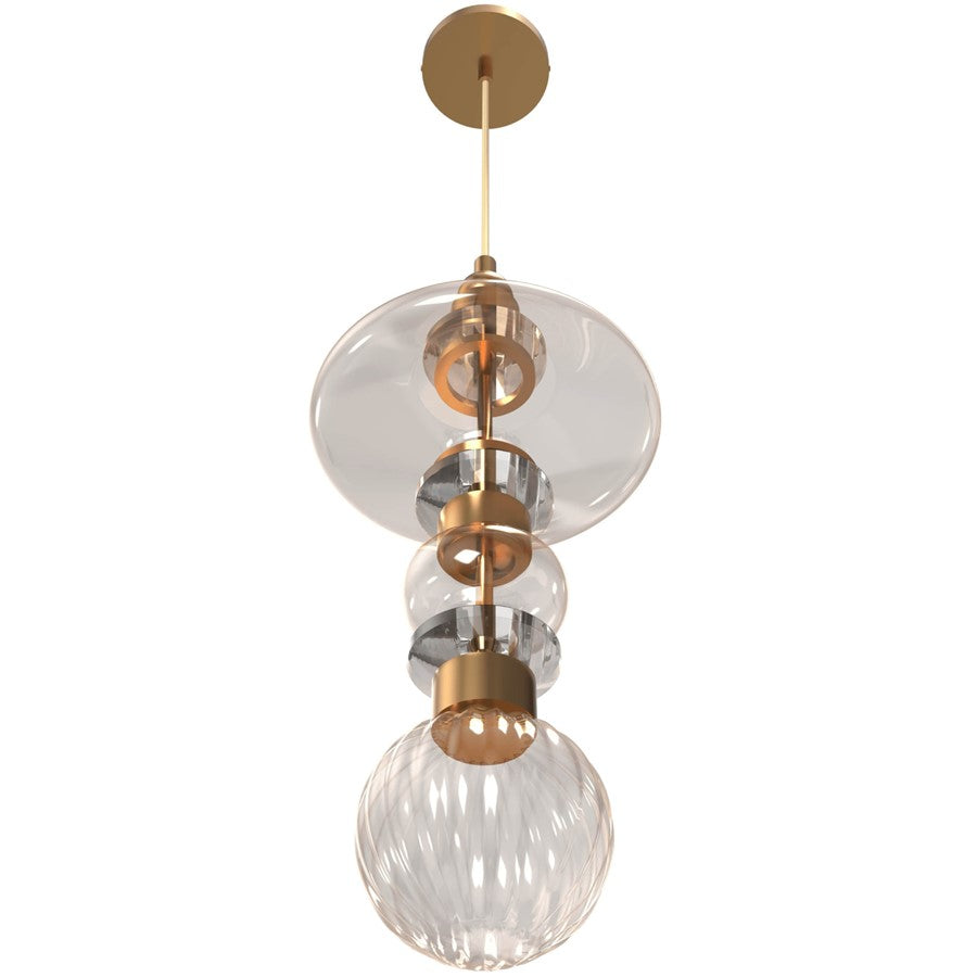 Avenue Lighting Avra LED 20" Pendant, Aged Brass/Top Stacked Glass