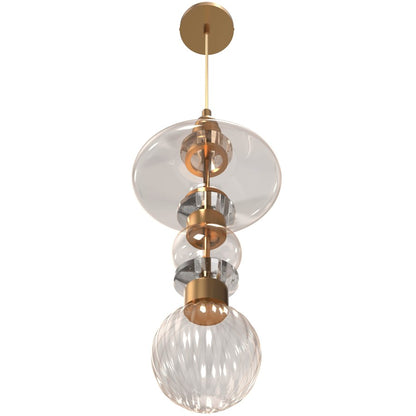 Avenue Lighting Avra LED 20" Pendant, Aged Brass/Top Stacked Glass