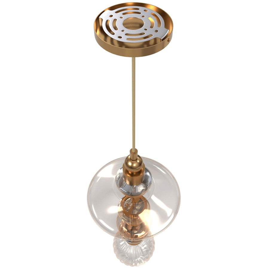 Avenue Lighting Avra LED 20" Pendant, Aged Brass/Top Stacked Glass