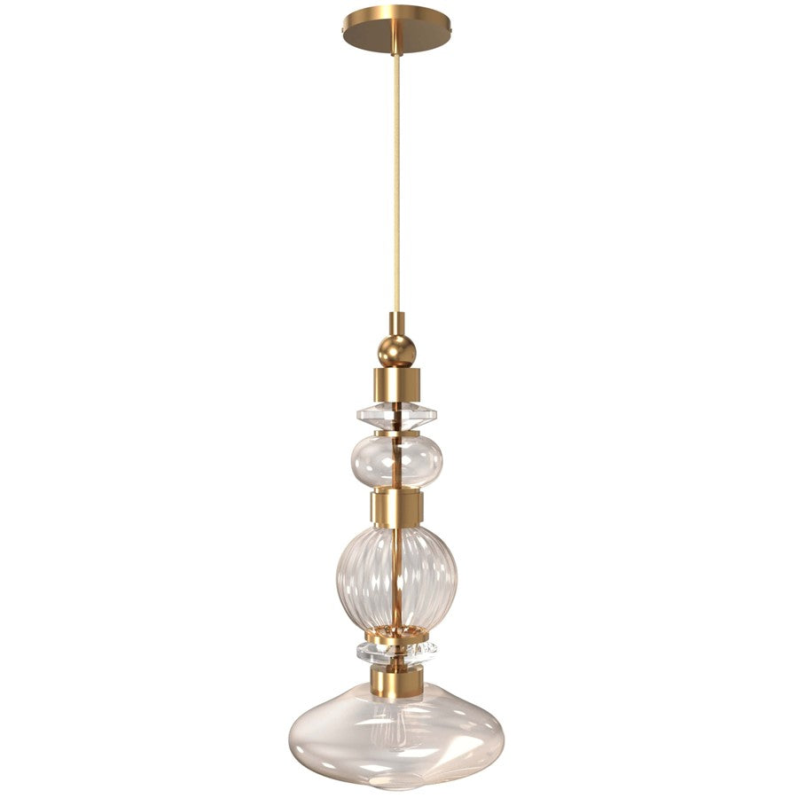 Avenue Lighting Avra LED 20" Pendant, Brass/Bottom Stacked Glass