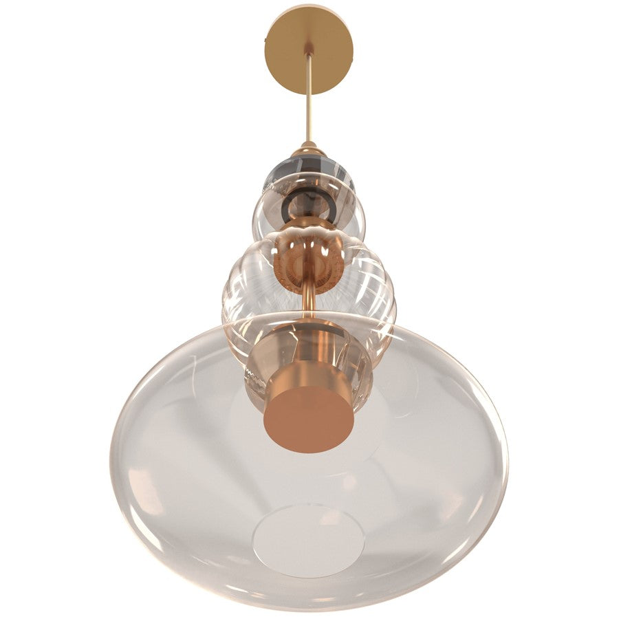 Avenue Lighting Avra LED 20" Pendant, Brass/Bottom Stacked Glass