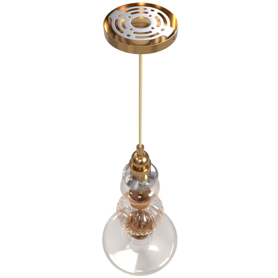 Avenue Lighting Avra LED 20" Pendant, Brass/Bottom Stacked Glass