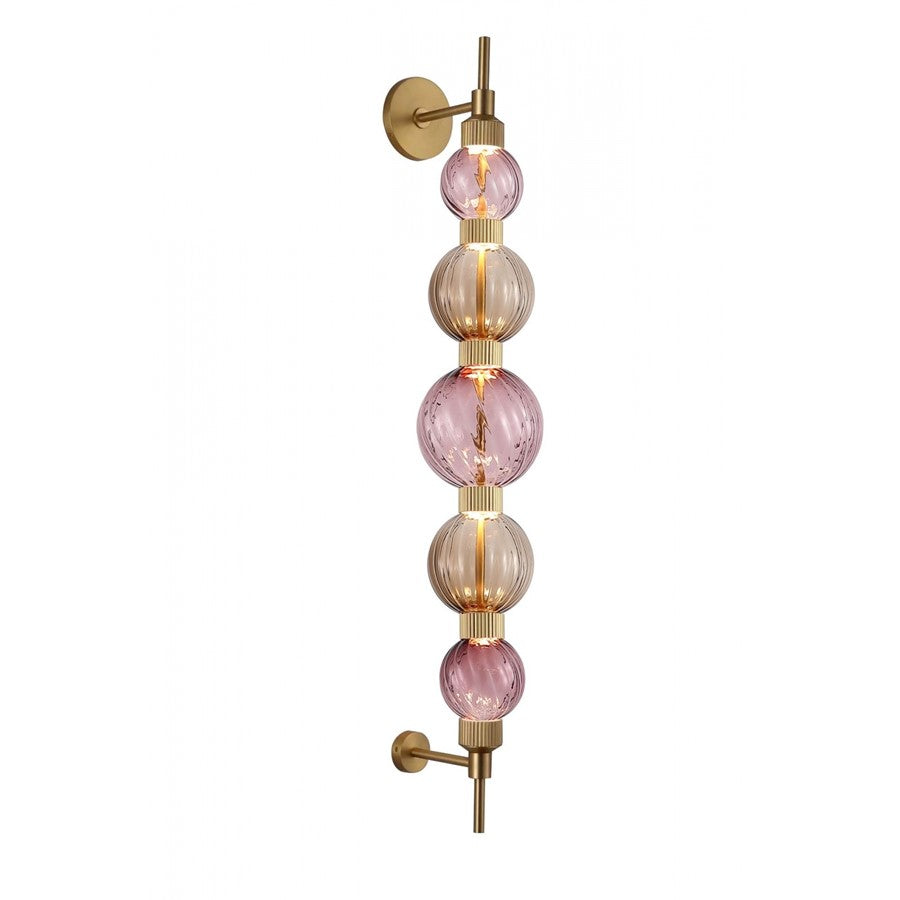 Avenue Zayna 5-Light 38"H LED Sconce, Brass/Brown and Purple - AEHF7950-AB-PBP