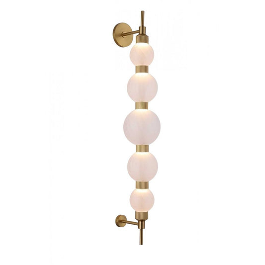 Avenue Zayna 5-Light 38"H LED Wall Sconce, Brass/White Glass - AEHF7950-AB-WHT