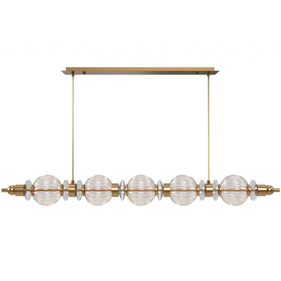 Avenue Lighting Avra 5 Light 5" Pendant, Aged Brass/Clear